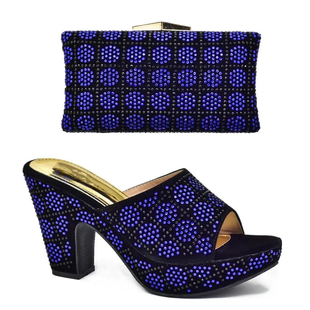 Italian Shoes and Bag Matching Set with Rhinestone - Luzilly Bridal & Apparel