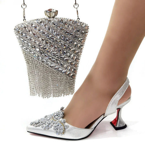 Italy beautiful Italian Shoes with Matching Bag Set HSW1-22 - Luzilly Bridal & Apparel