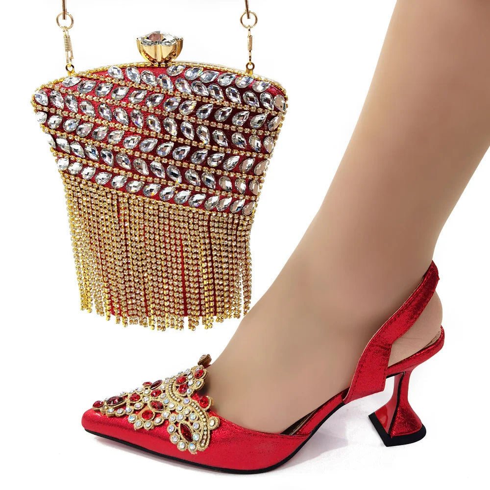 Italy beautiful Italian Shoes with Matching Bag Set HSW1-22 - Luzilly Bridal & Apparel