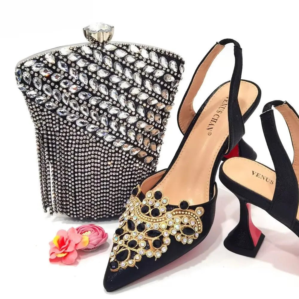 Italy beautiful Italian Shoes with Matching Bag Set HSW1-22 - Luzilly Bridal & Apparel