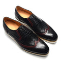 Italy Men's Wingtip Derby Shoes | Classic Modern Color Block Oxfords (Height Increasing, Genuine Leather) - Luzilly Bridal & Apparel