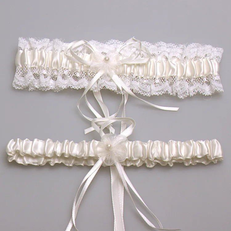 Ivory Lace Bow Bridal Garter Set - Luzilly Bridal & Apparel