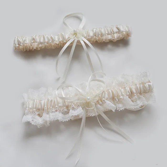 Ivory Lace Bow Bridal Garter Set - Luzilly Bridal & Apparel