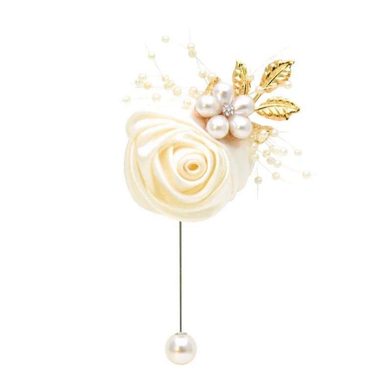 Ivory Ribbon & Pearl Beaded Bridal Bouquet - Luzilly Bridal & Apparel