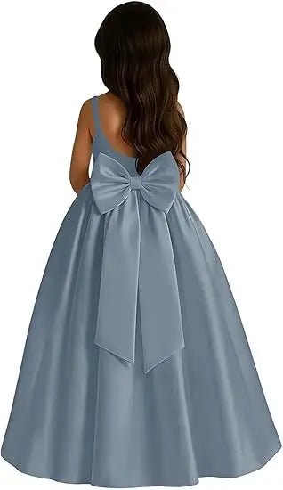 Ivory Satin A-Line Flower Girl Dress - Luzilly Bridal & Apparel