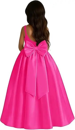 Ivory Satin A-Line Flower Girl Dress - Luzilly Bridal & Apparel