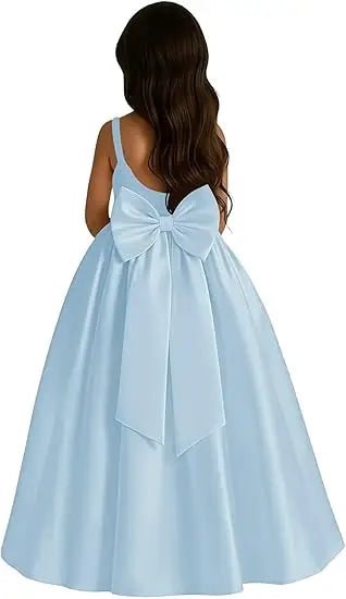 Ivory Satin A-Line Flower Girl Dress - Luzilly Bridal & Apparel