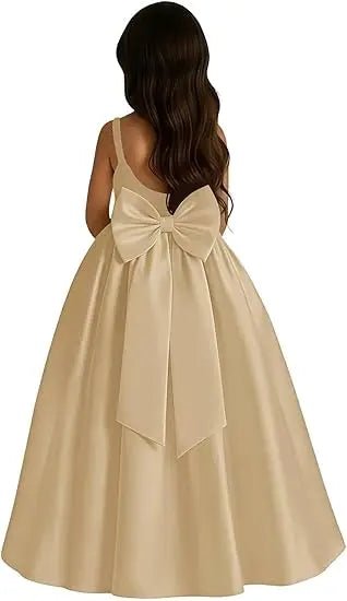 Ivory Satin A-Line Flower Girl Dress - Luzilly Bridal & Apparel