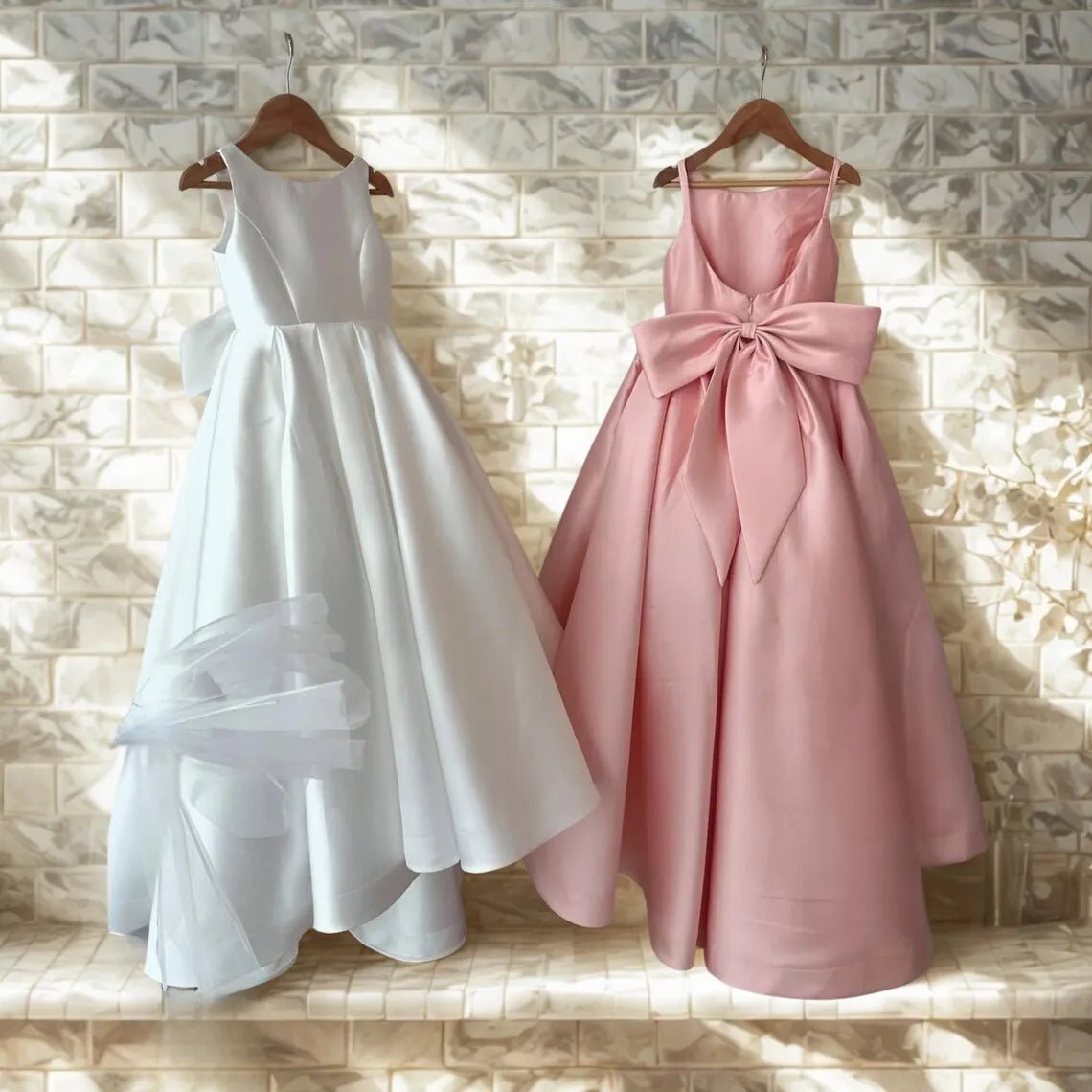 Ivory Satin A-Line Flower Girl Dress - Luzilly Bridal & Apparel