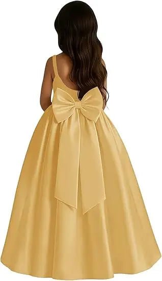 Ivory Satin A-Line Flower Girl Dress - Luzilly Bridal & Apparel