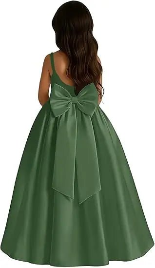 Ivory Satin A-Line Flower Girl Dress - Luzilly Bridal & Apparel