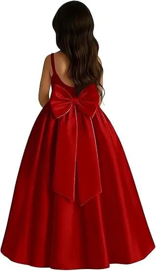 Ivory Satin A-Line Flower Girl Dress - Luzilly Bridal & Apparel