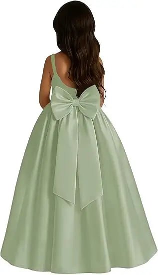 Ivory Satin A-Line Flower Girl Dress - Luzilly Bridal & Apparel