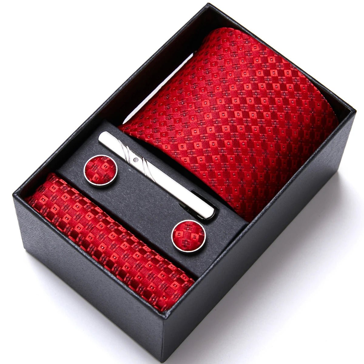 Jacquard Fashion Brand Tie Pocket Squares Set For Men Tie Handkerchief Cufflink Necktie Gift Box Fit Wedding Holiday Workplace - Luzilly Bridal & Apparel