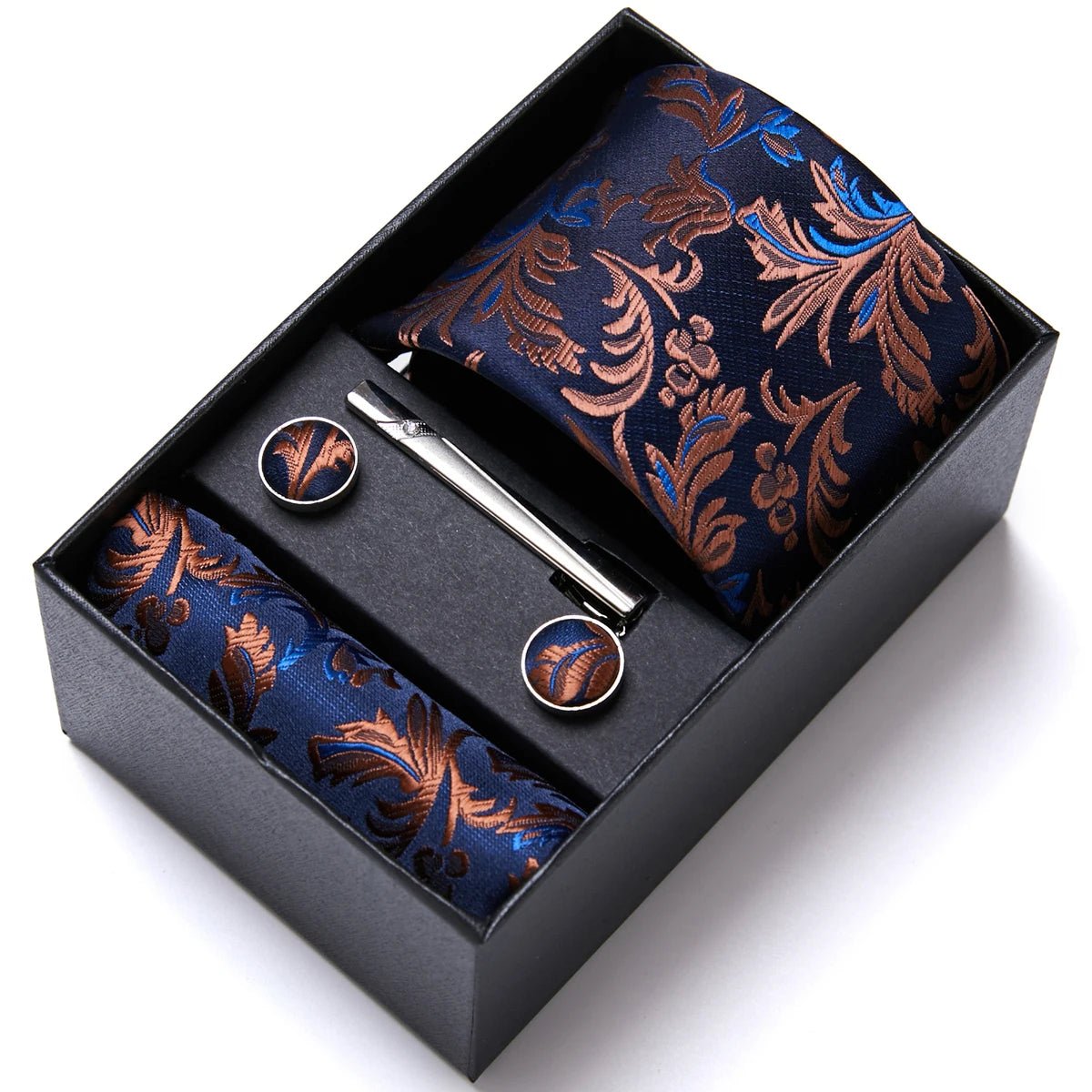 Jacquard Fashion Brand Tie Pocket Squares Set For Men Tie Handkerchief Cufflink Necktie Gift Box Fit Wedding Holiday Workplace - Luzilly Bridal & Apparel