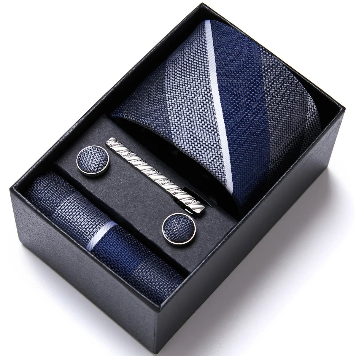 Jacquard Fashion Brand Tie Pocket Squares Set For Men Tie Handkerchief Cufflink Necktie Gift Box Fit Wedding Holiday Workplace - Luzilly Bridal & Apparel