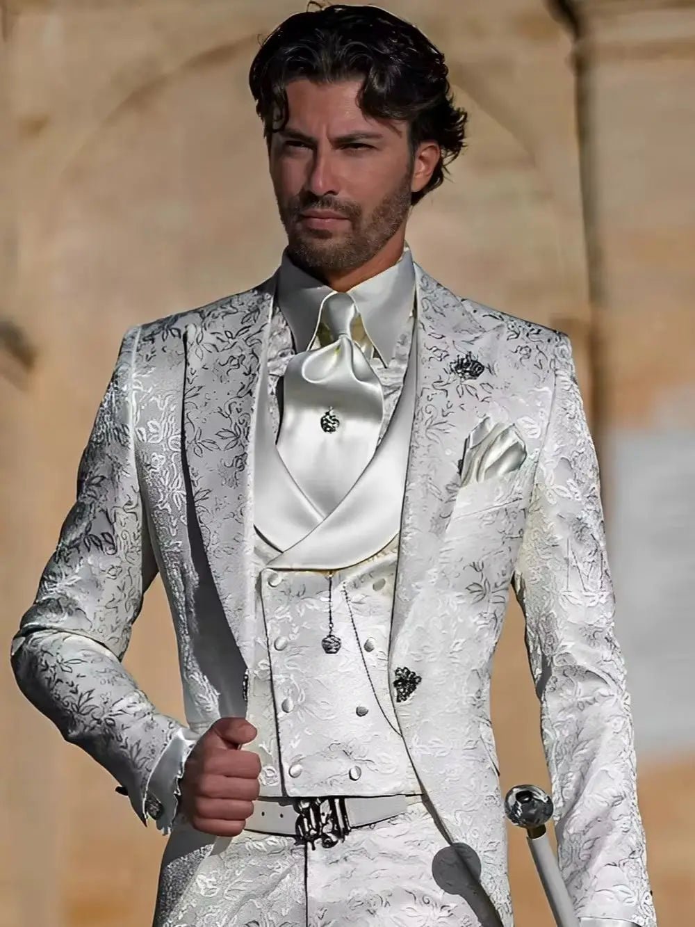Jacquard Men's Suit 3 Piece Suit Groom Party Tuxedo Wedding Men's Formal Jacket Pants Vest Slim Fit Custom Suit Male - Luzilly Bridal & Apparel