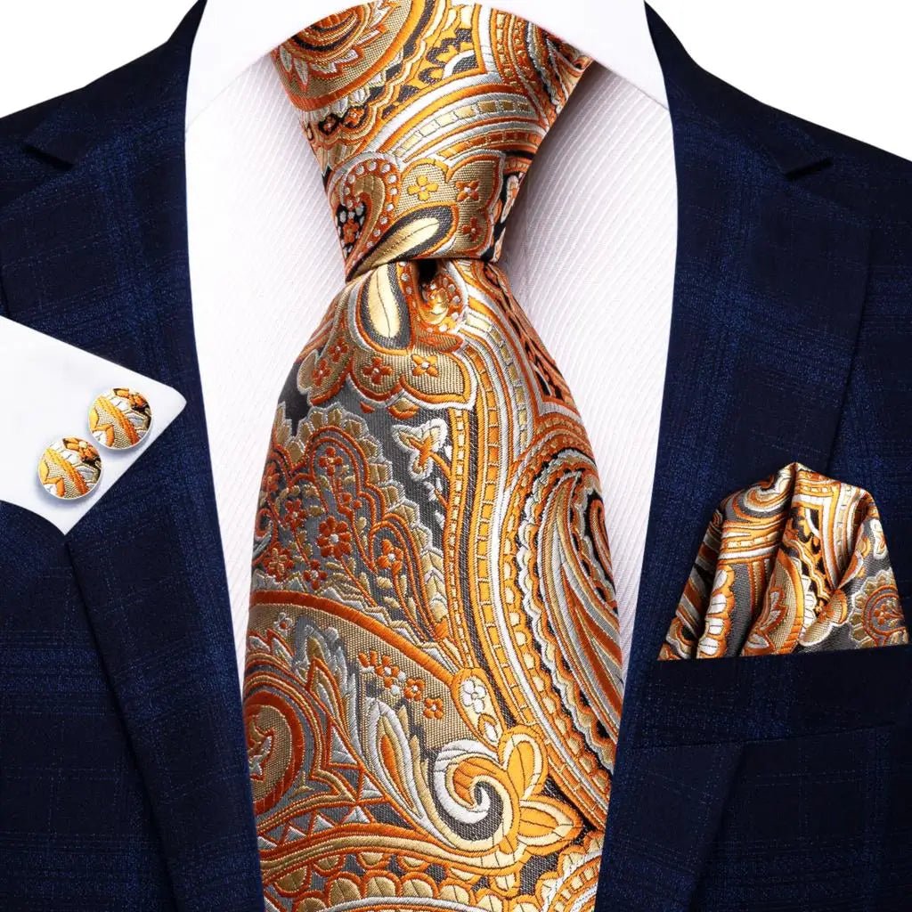 Jacquard Peacock Blue Novelty Design Wedding Tie For Men Hanky Cufflinks Gift Mens Necktie Set Business Party Dropshipping - Luzilly Bridal & Apparel