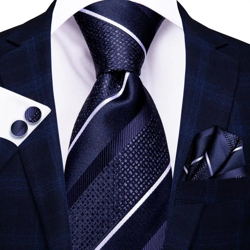 Jacquard Peacock Blue Novelty Design Wedding Tie For Men Hanky Cufflinks Gift Mens Necktie Set Business Party Dropshipping - Luzilly Bridal & Apparel