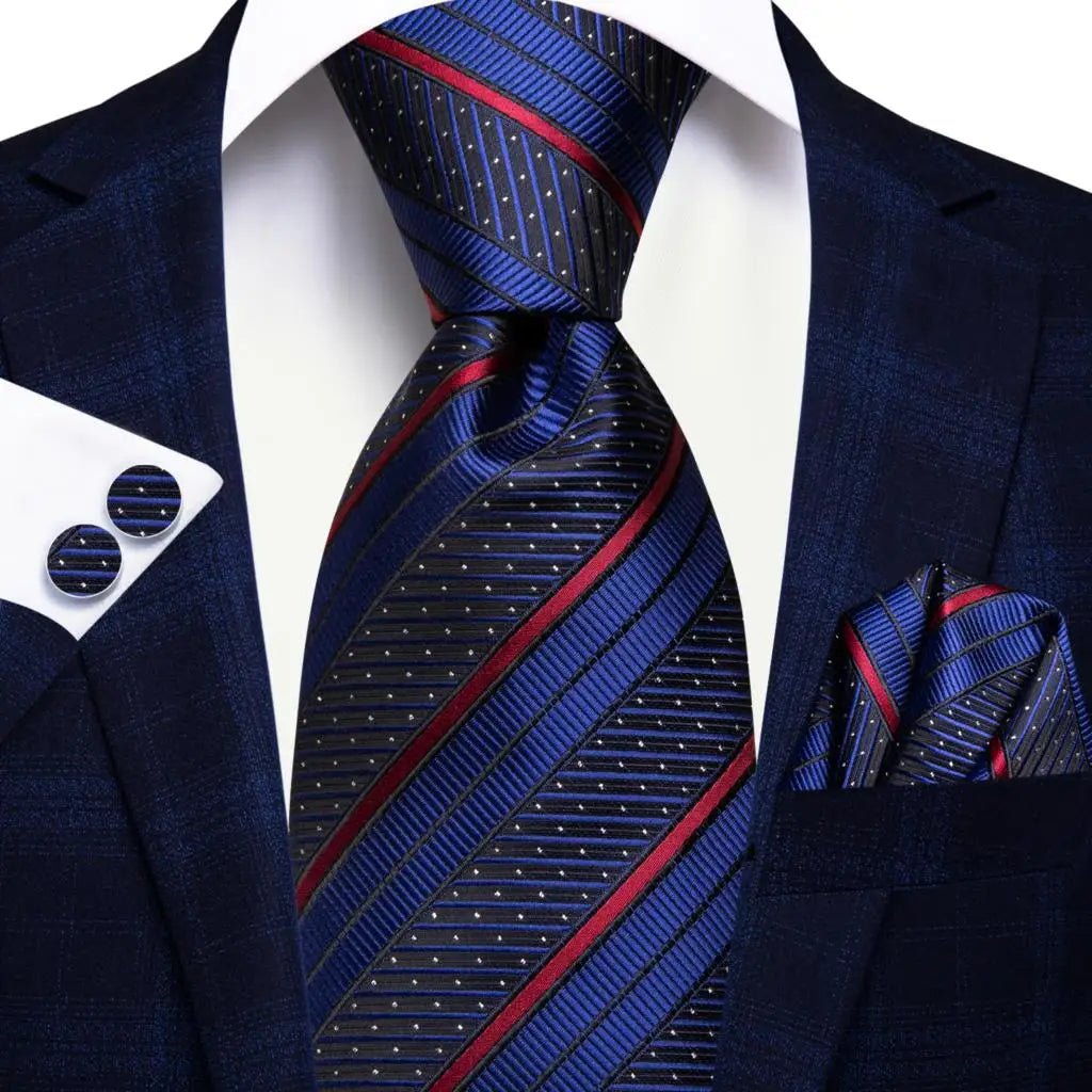 Jacquard Peacock Blue Novelty Design Wedding Tie For Men Hanky Cufflinks Gift Mens Necktie Set Business Party Dropshipping - Luzilly Bridal & Apparel