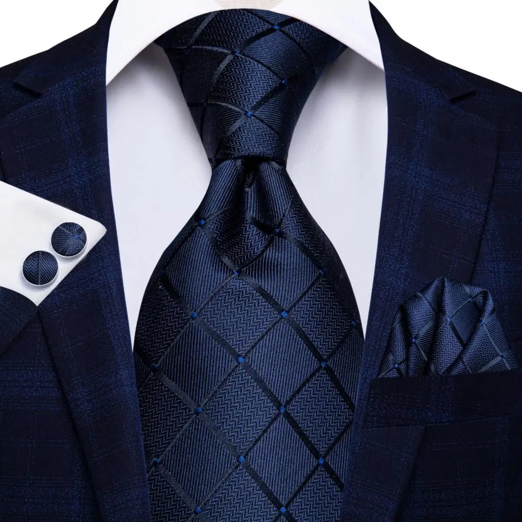 Jacquard Peacock Blue Novelty Design Wedding Tie For Men Hanky Cufflinks Gift Mens Necktie Set Business Party Dropshipping - Luzilly Bridal & Apparel