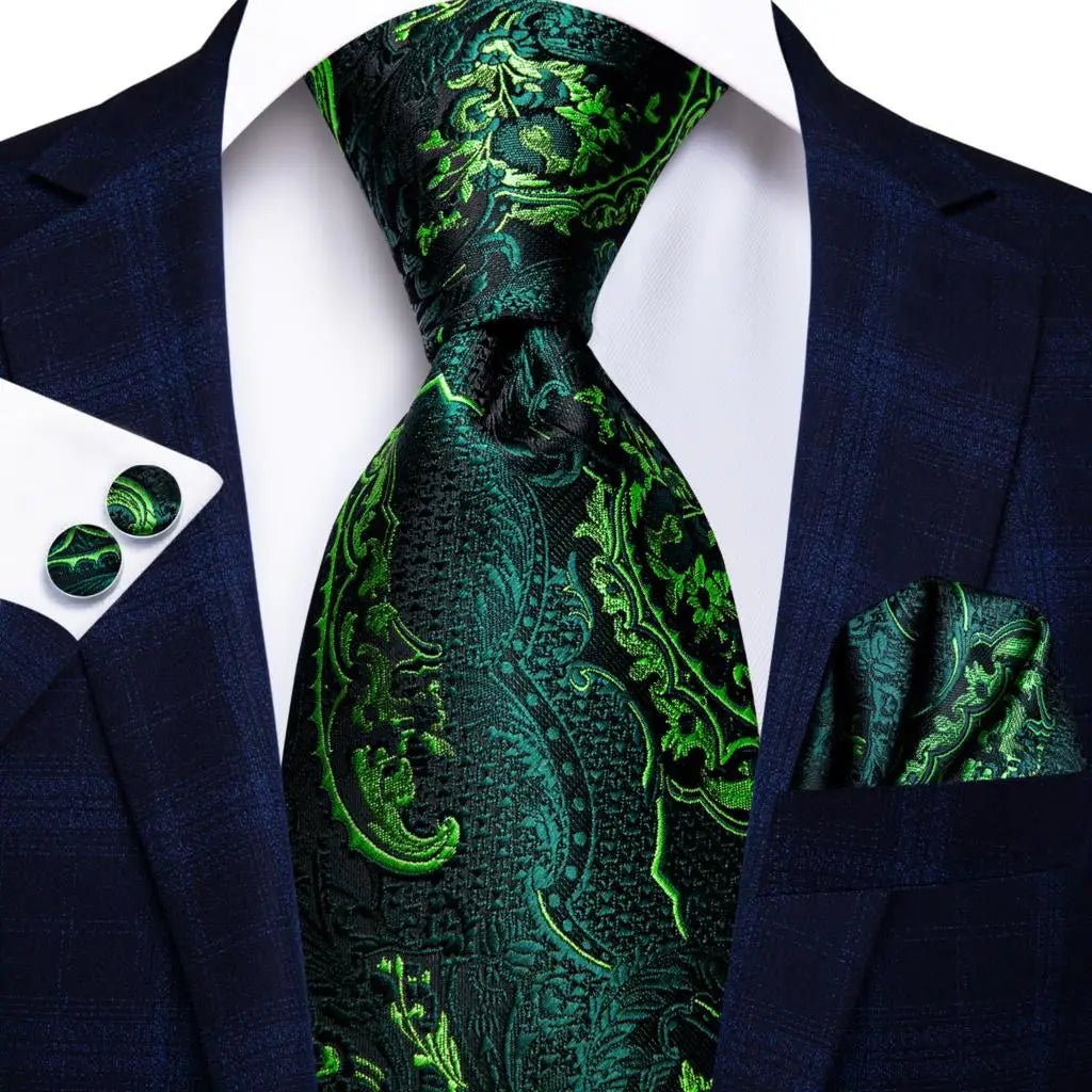 Jacquard Peacock Blue Novelty Design Wedding Tie For Men Hanky Cufflinks Gift Mens Necktie Set Business Party Dropshipping - Luzilly Bridal & Apparel