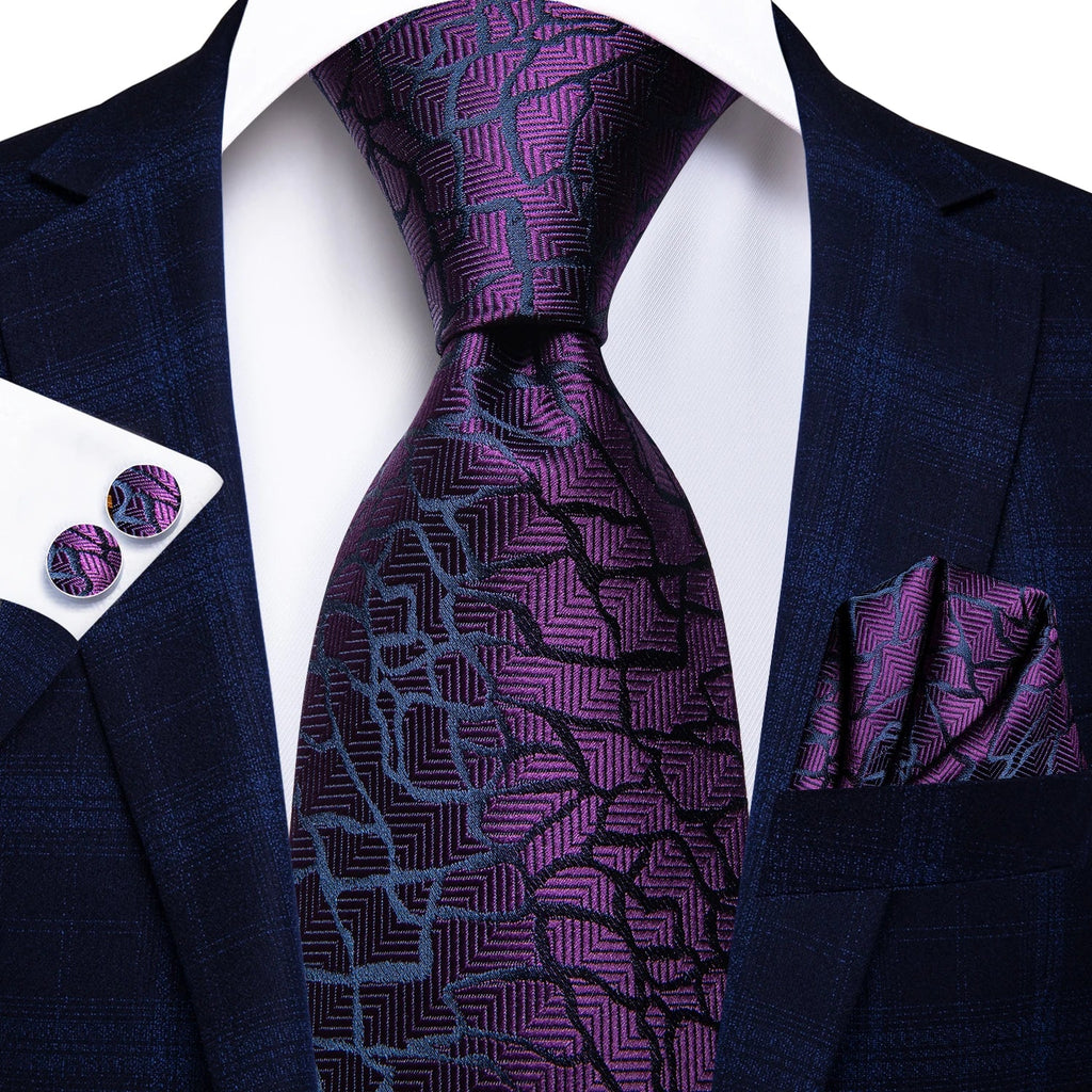 Jacquard Peacock Blue Novelty Design Wedding Tie For Men Hanky Cufflinks Gift Mens Necktie Set Business Party Dropshipping - Luzilly Bridal & Apparel