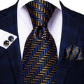 Jacquard Peacock Blue Novelty Design Wedding Tie For Men Hanky Cufflinks Gift Mens Necktie Set Business Party Dropshipping - Luzilly Bridal & Apparel