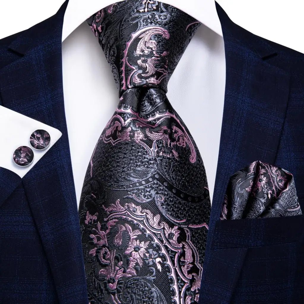 Jacquard Peacock Blue Novelty Design Wedding Tie For Men Hanky Cufflinks Gift Mens Necktie Set Business Party Dropshipping - Luzilly Bridal & Apparel