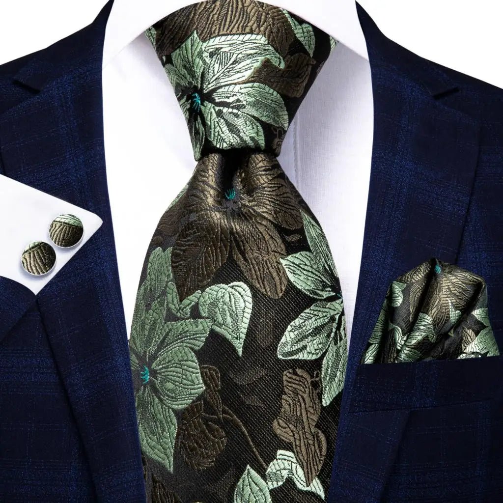 Jacquard Peacock Blue Novelty Design Wedding Tie For Men Hanky Cufflinks Gift Mens Necktie Set Business Party Dropshipping - Luzilly Bridal & Apparel