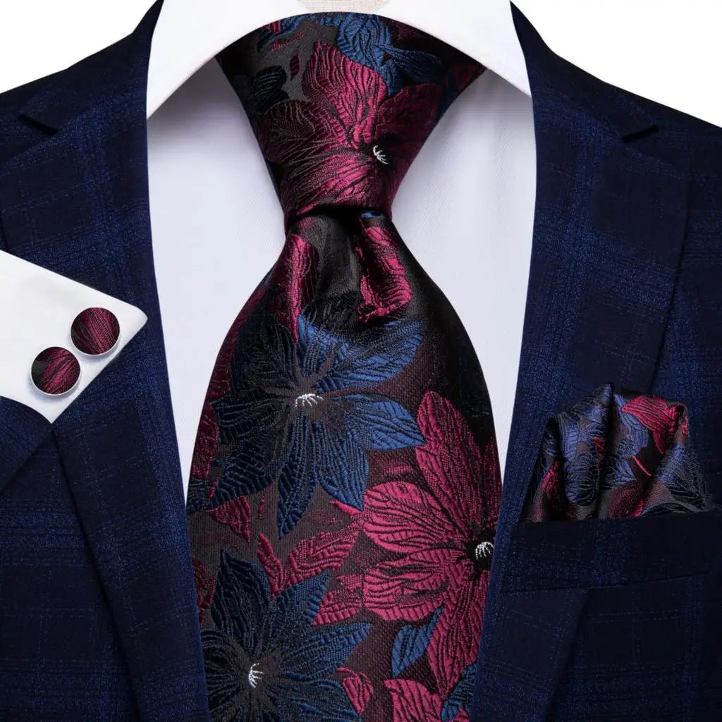 Jacquard Peacock Blue Novelty Design Wedding Tie For Men Hanky Cufflinks Gift Mens Necktie Set Business Party Dropshipping - Luzilly Bridal & Apparel