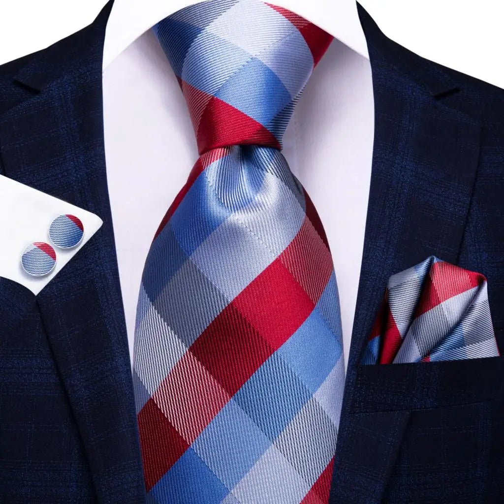 Jacquard Peacock Blue Novelty Design Wedding Tie For Men Hanky Cufflinks Gift Mens Necktie Set Business Party Dropshipping - Luzilly Bridal & Apparel