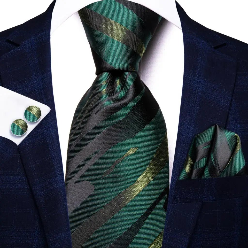 Jacquard Peacock Blue Novelty Design Wedding Tie For Men Hanky Cufflinks Gift Mens Necktie Set Business Party Dropshipping - Luzilly Bridal & Apparel