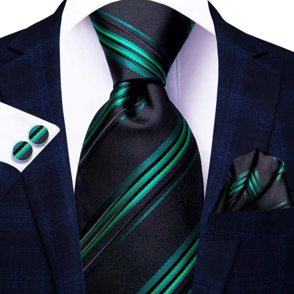 Jacquard Peacock Blue Novelty Design Wedding Tie For Men Hanky Cufflinks Gift Mens Necktie Set Business Party Dropshipping - Luzilly Bridal & Apparel
