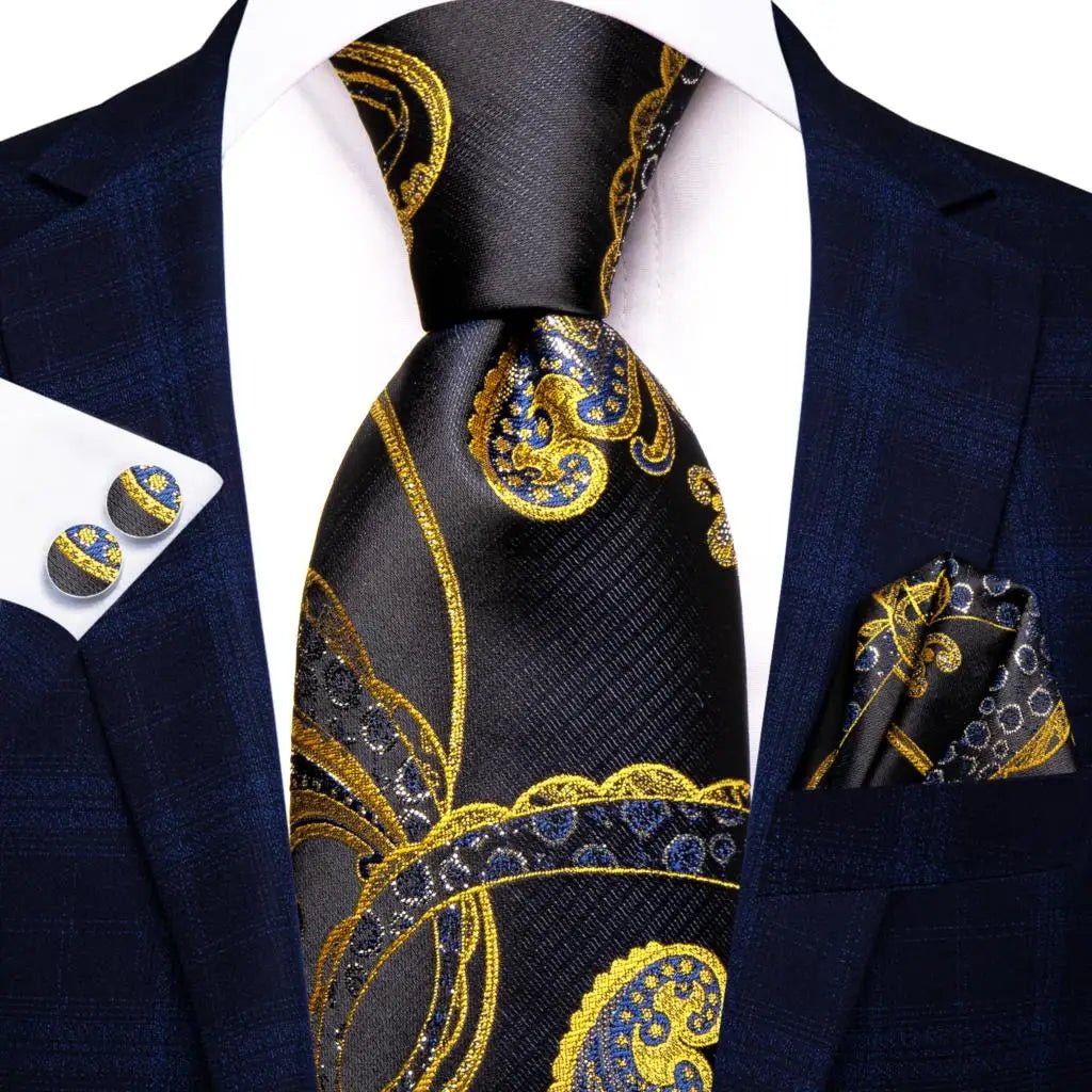 Jacquard Peacock Blue Novelty Design Wedding Tie For Men Hanky Cufflinks Gift Mens Necktie Set Business Party Dropshipping - Luzilly Bridal & Apparel
