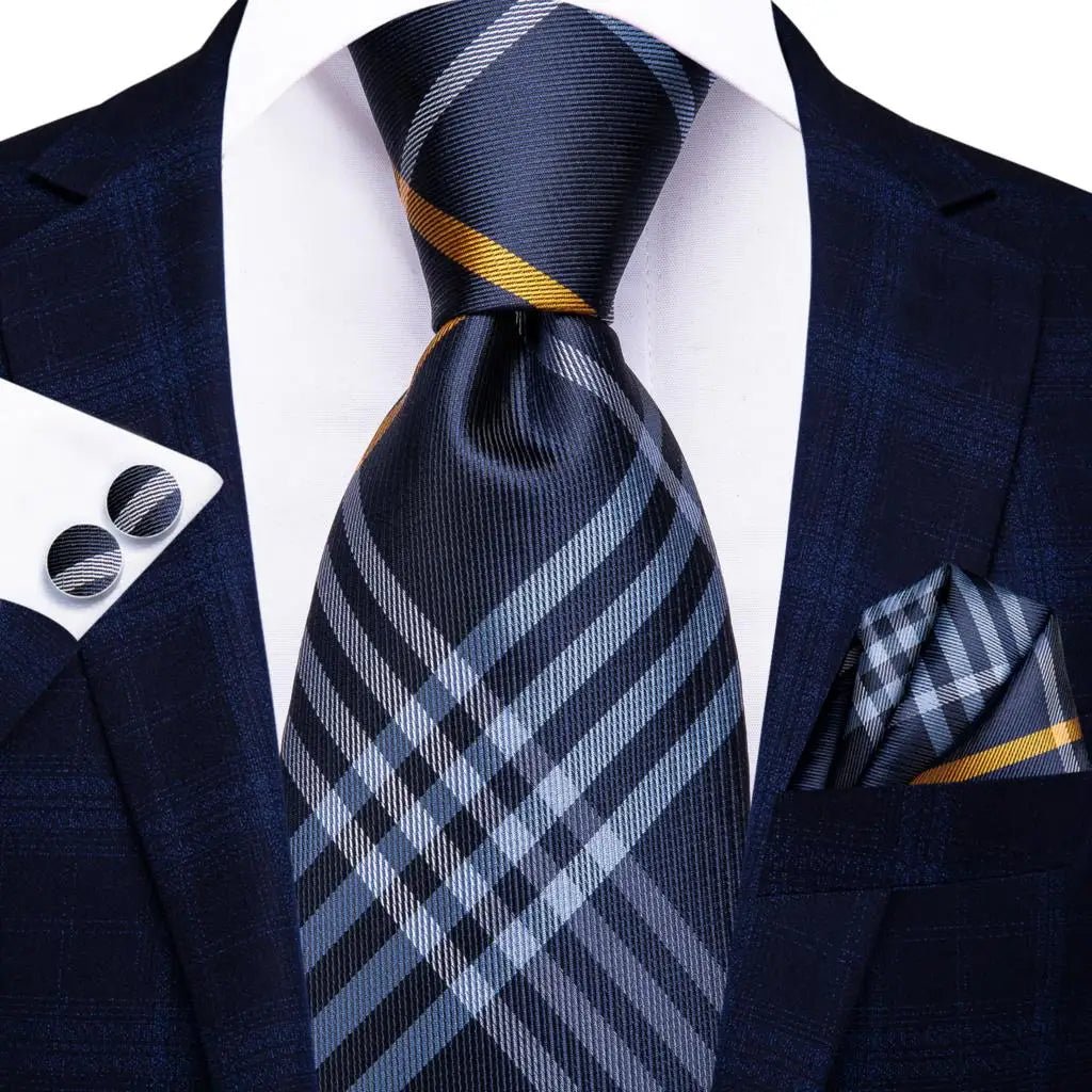 Jacquard Peacock Blue Novelty Design Wedding Tie For Men Hanky Cufflinks Gift Mens Necktie Set Business Party Dropshipping - Luzilly Bridal & Apparel