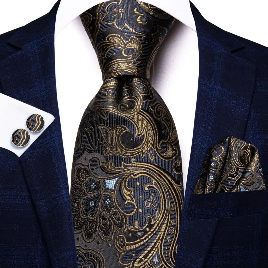 Jacquard Peacock Blue Novelty Design Wedding Tie For Men Hanky Cufflinks Gift Mens Necktie Set Business Party Dropshipping - Luzilly Bridal & Apparel