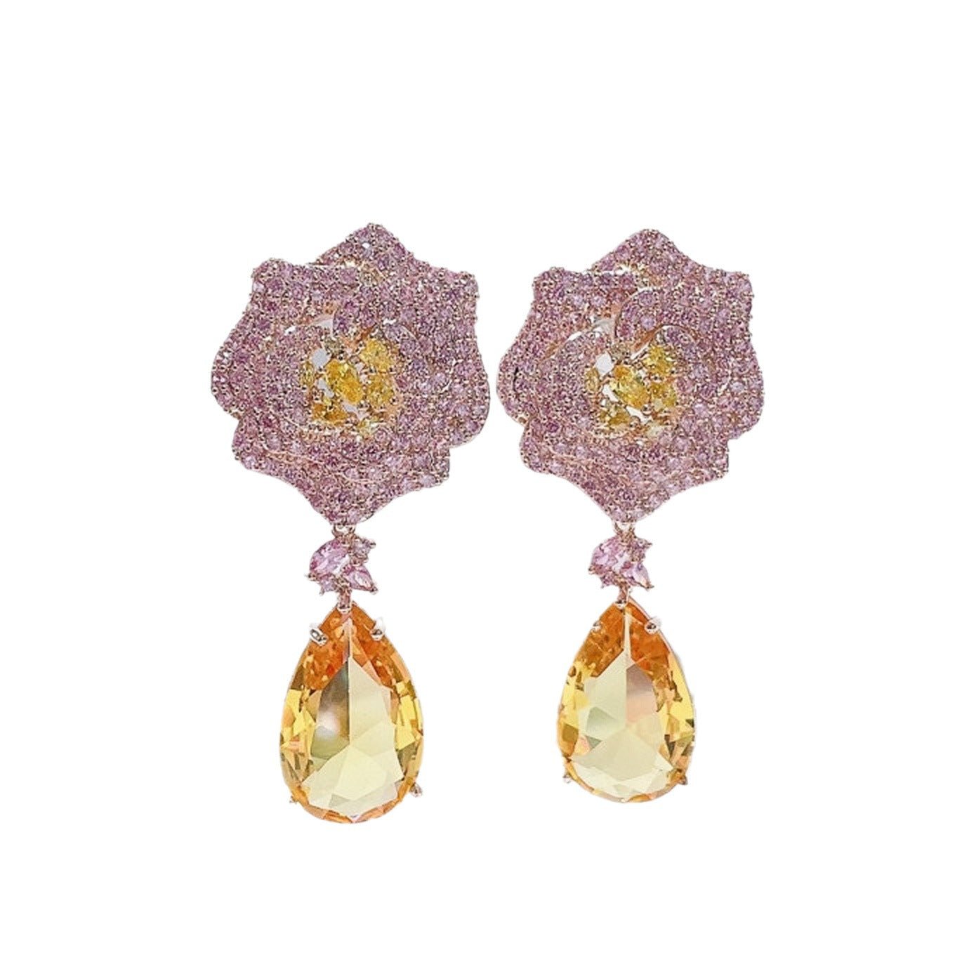Janekellly new Indian flower Geometric Earring For Women Wedding Party Indian Dubai Bridal Jewelry boucle d'oreille femme Gift - Luzilly Bridal & Apparel