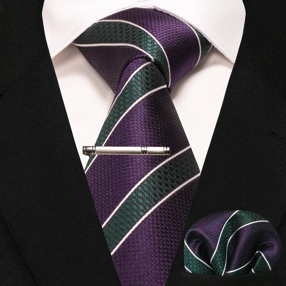 JEMYGINS Men's Tie Pocket Square Classic Party Wedding Fashion striped Paisley Silk Woven Business Men Tie Necktie Handkerchief - Luzilly Bridal & Apparel