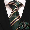 JEMYGINS Men's Tie Pocket Square Classic Party Wedding Fashion striped Paisley Silk Woven Business Men Tie Necktie Handkerchief - Luzilly Bridal & Apparel