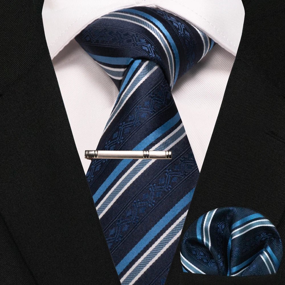 JEMYGINS Men's Tie Pocket Square Classic Party Wedding Fashion striped Paisley Silk Woven Business Men Tie Necktie Handkerchief - Luzilly Bridal & Apparel
