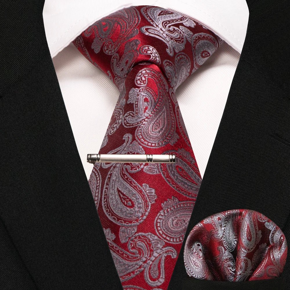 JEMYGINS Men's Tie Pocket Square Classic Party Wedding Fashion striped Paisley Silk Woven Business Men Tie Necktie Handkerchief - Luzilly Bridal & Apparel