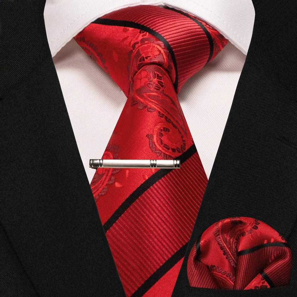 JEMYGINS Men's Tie Pocket Square Classic Party Wedding Fashion striped Paisley Silk Woven Business Men Tie Necktie Handkerchief - Luzilly Bridal & Apparel