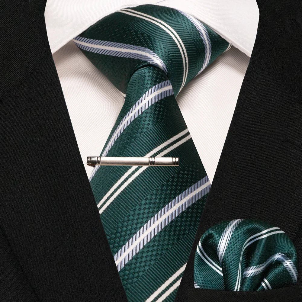 JEMYGINS Men's Tie Pocket Square Classic Party Wedding Fashion striped Paisley Silk Woven Business Men Tie Necktie Handkerchief - Luzilly Bridal & Apparel