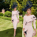 Jersey Pleated Tea-Length Sheath Mother of the Bride Dress - Luzilly Bridal & Apparel