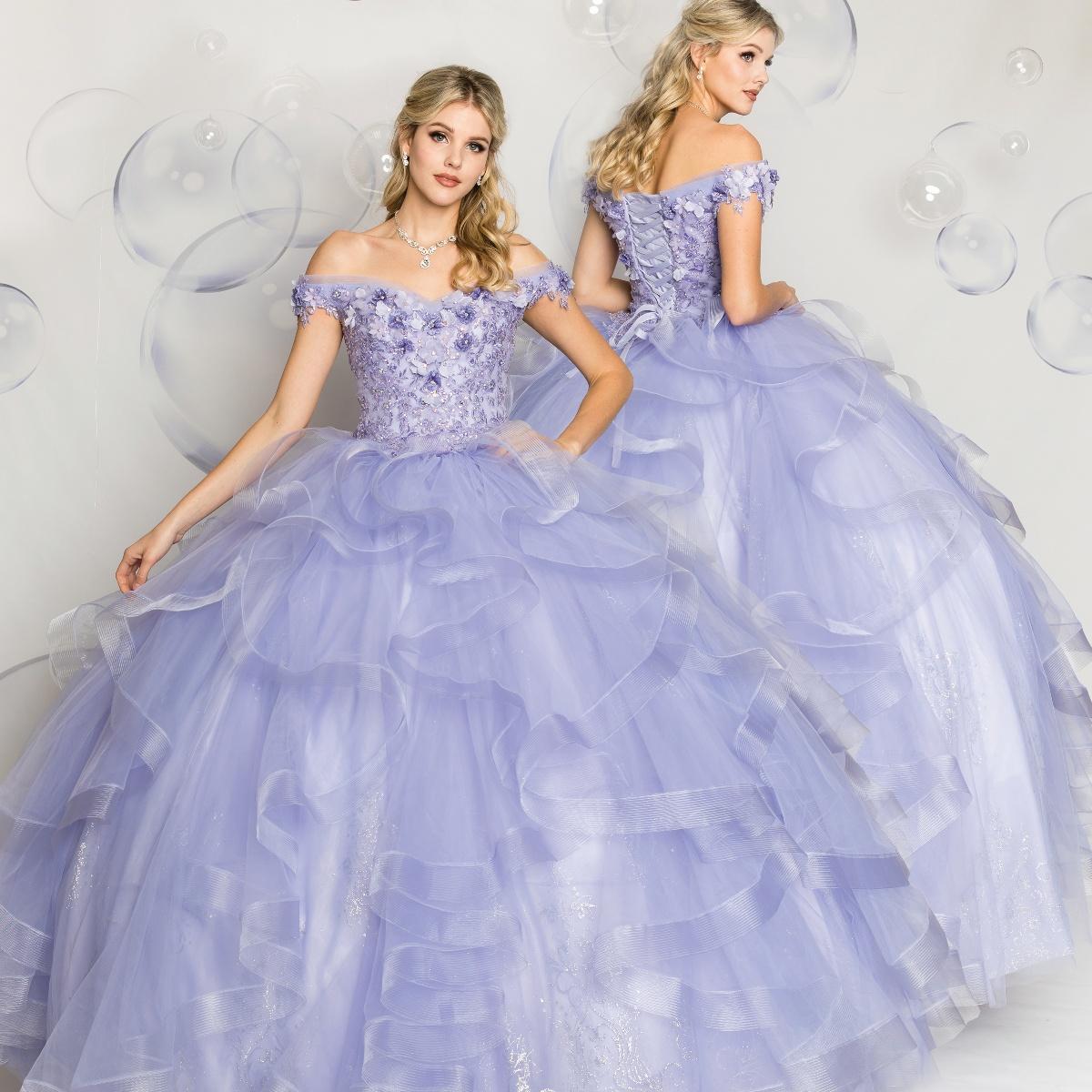Jewel-Beaded Tiered Tulle Quinceañera Ball Gown - Luzilly Bridal & Apparel