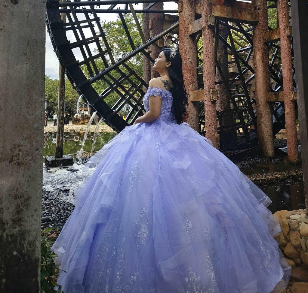 Jewel-Beaded Tiered Tulle Quinceañera Ball Gown - Luzilly Bridal & Apparel
