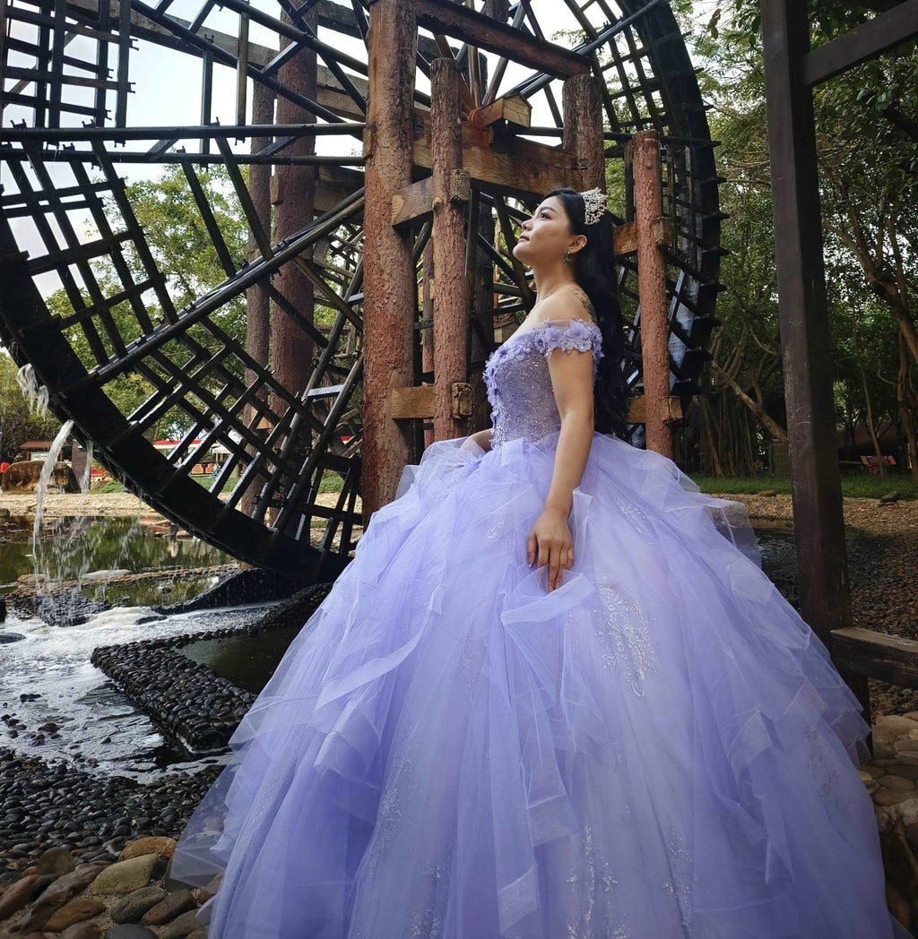 Jewel-Beaded Tiered Tulle Quinceañera Ball Gown - Luzilly Bridal & Apparel