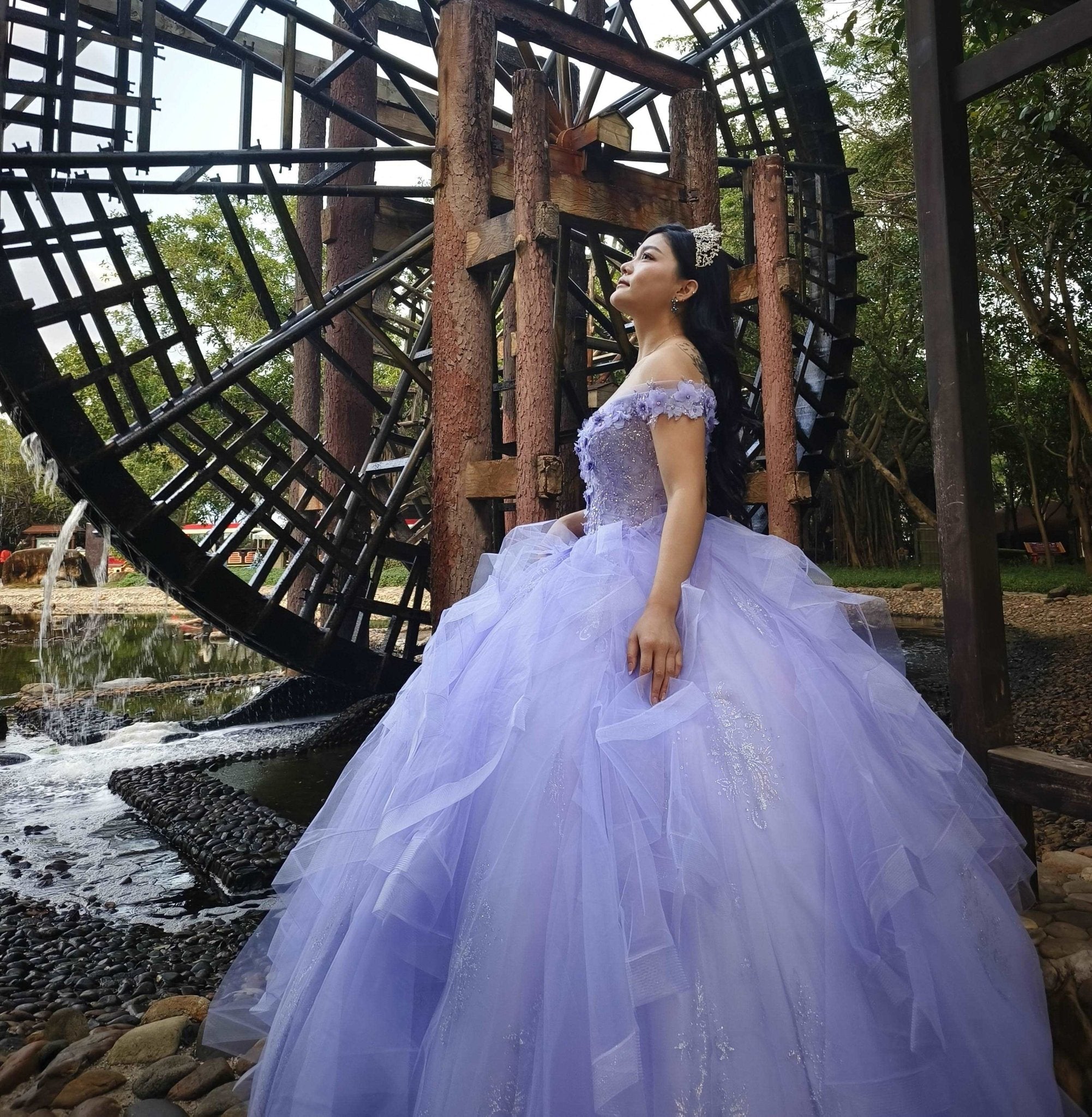 Jewel-Beaded Tiered Tulle Quinceañera Ball Gown - Luzilly Bridal & Apparel