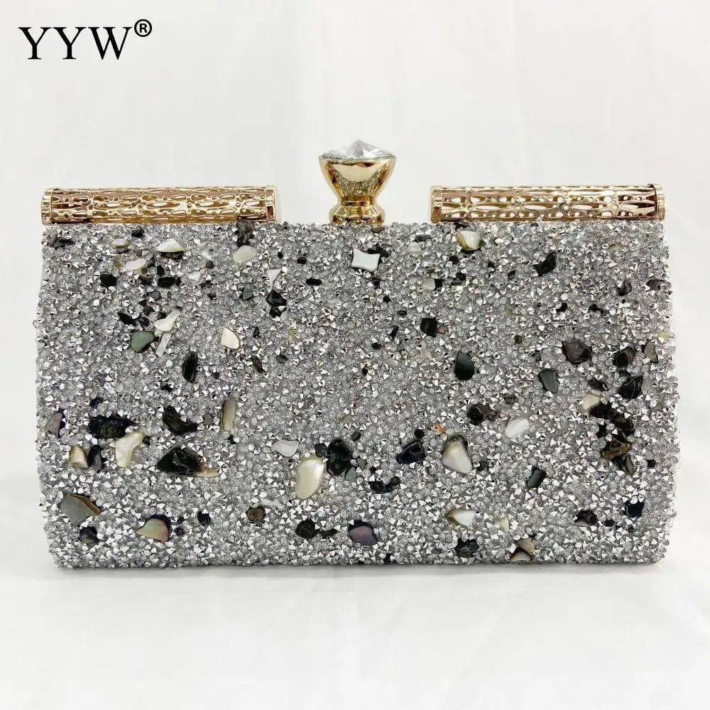 Jeweled Rhinestone Minaudière Clutch - Luzilly Bridal & Apparel